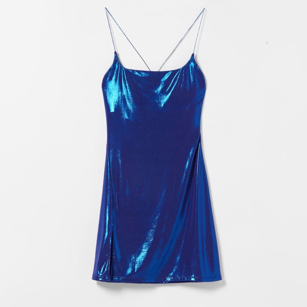 Blue metallic dress